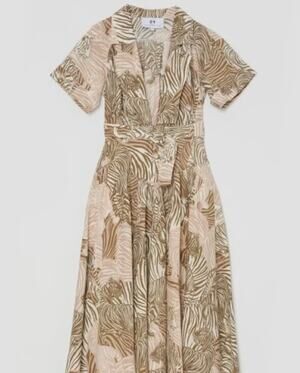 The Bright Side Indio Tiger Palm Maxi Shirt Dress Medium